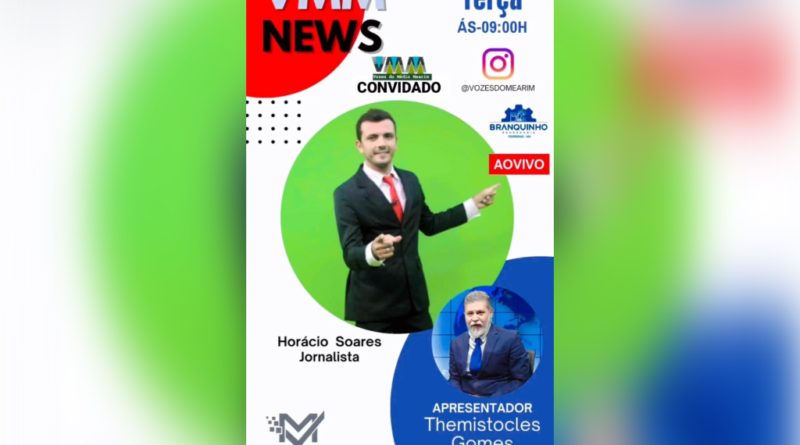 Olá meu povo lindo de Pedreiras, Trizidela do Vale e todo Maranhão! Nesta terça-feira (26) de março, estarei no (VMM NEWS), no Canal Vozes do Médio Mearim. Aonde estarei sendo entrevistado pelo apresentador meu amigo Themistocles Gomes, apartir dad 09h da manhã. Quero aqui também convidar você pra esse momento de muita informação, pois iremos debater diversos assuntos relevantes do cotidiano dos cidadãos e também da minha trajetória profissional como Jornalista - radialista - apresentador e assessor de imprensa. Muitos sabem a paixão que tenho pela minha profissão, em levar as informações com isenção e muita responsabilidade dos fatos. Conto com você! Forte abraço do amigo: Horácio Soares https://www.instagram.com/reel/C48o8pbrtEP/?igsh=MWV5MTA2OXZlMjR2OQ==